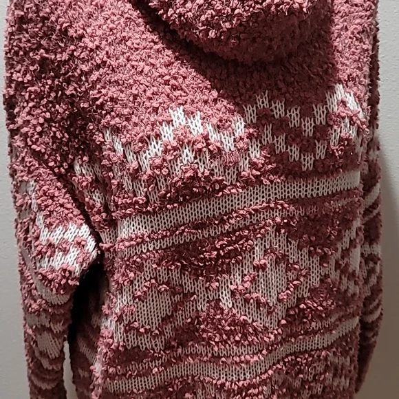 SONOMA XXL Mauve Cowlneck Long Sleeve Fair Isle Sherpa Comfy Cozy Sweater Top - Picture 5 of 13